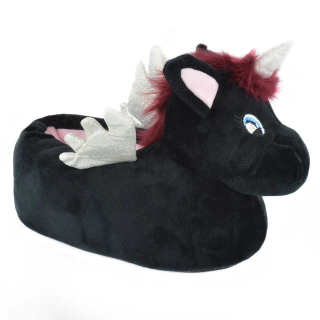 Donna/Ragazzi/Ragazze Felpa Novelty Scuro Nero Gotico Unicorn Pegasus Pantofole