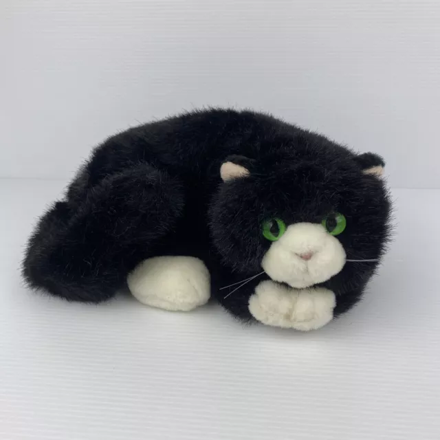 Russ Berrie Storm Plush Cat 23cm Black & White Kitten Soft Stuffed Animal 34188