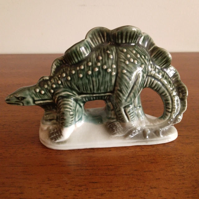 Vintage Ceramic Dinosaur Figurine Stegosaurus Figurine Brazil 7" × 4.5"