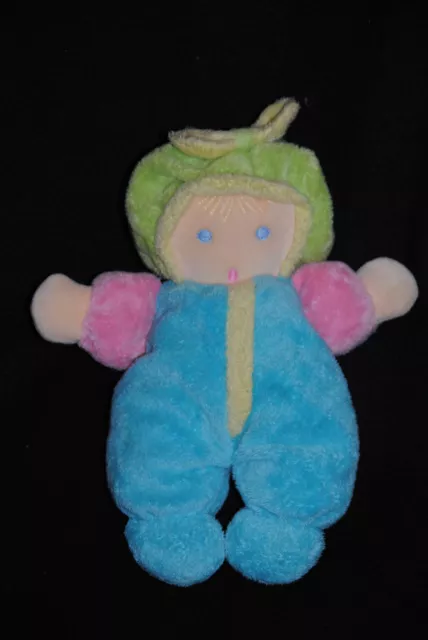 Peluche Doudou Poupée Bleu Turquoise AJENA NOUNOURS Fille Rose Vert 22 Cm TTBE
