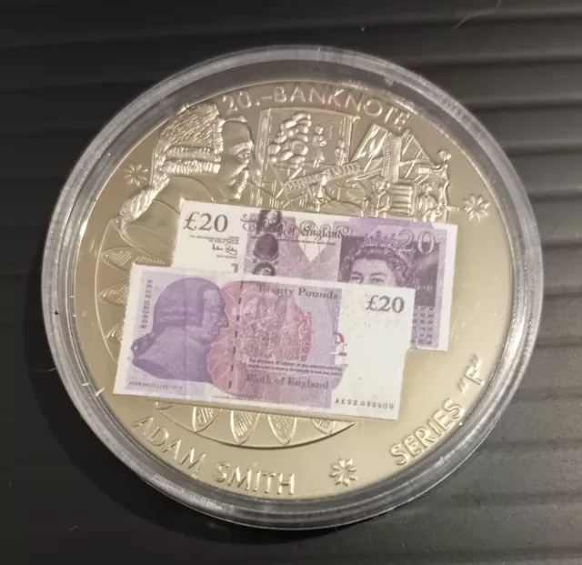 2007 Proof Limited Edition Medallion - UK Bank of England £20 Banknote Series F