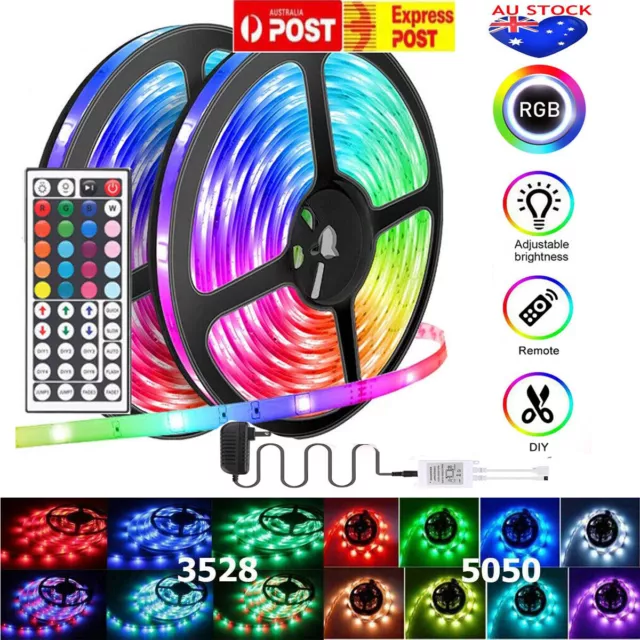 5M 10M 20M 30M RGB LED Strip Lights  3528 44Key IR Remote 12V Power Supply