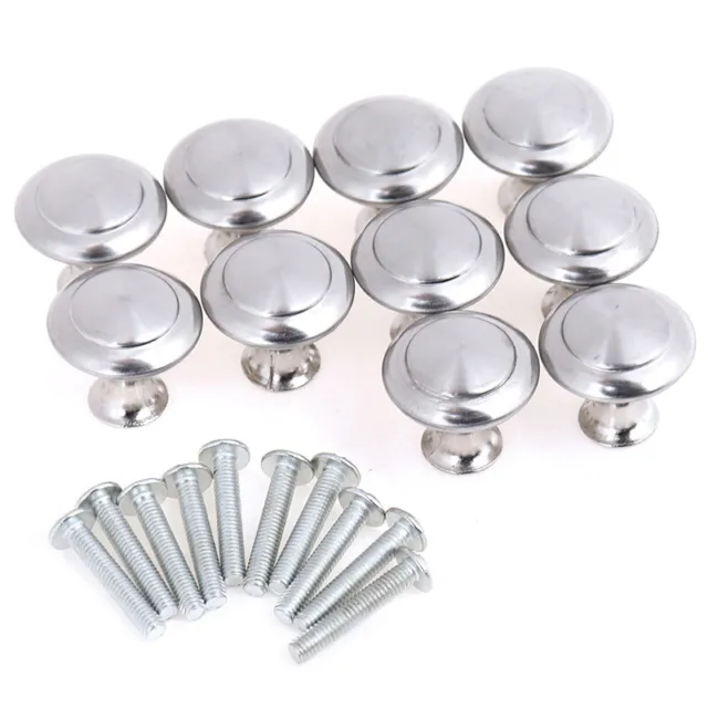 10pcs Round Cabinet Stainless Steel Drawer Knobs Cupboard Pull Handl.-DC