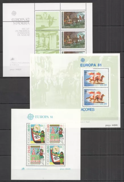 A0931 1981-1982 Portugal Azores Europa Cept Art Folklore Paintings !!! 3Kb Mnh