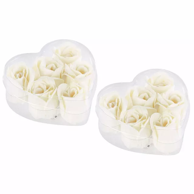 PEARL Rosenkopf-Seife: 6 cremeweiße Rosen-Duftseifen in Geschenk-Box, 2er Pack