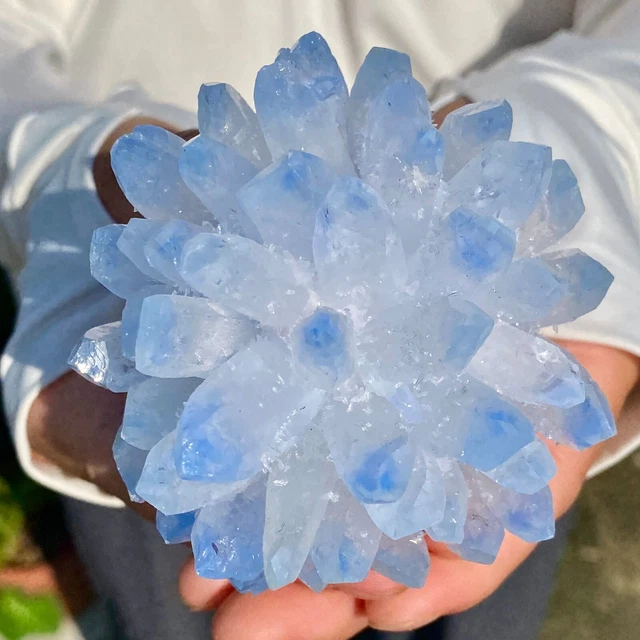 288G New Find sky blue Phantom Quartz Crystal Cluster Mineral Specimen Healing