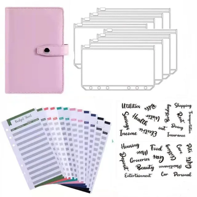 Binder Planner Set A7 Colorful PU Leather Envelopes Notebook Pockets Accessories