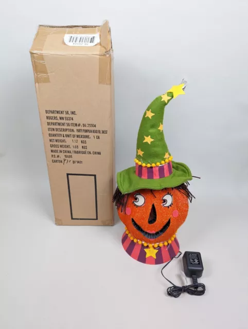 Dept 56 Fiber Optic Light Halloween Party Pumpkin Head Witch Hat 2ft Tall