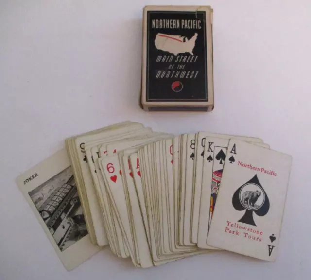 VINTAGE NORTHERN PACIFIC RAILWAY RAILROAD DECK of PLAYING CARDS ~ COMPLETE