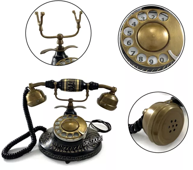 Antique Telephone Maharaja Rotary Dial Landline Phone Brass Home Decor Collectib