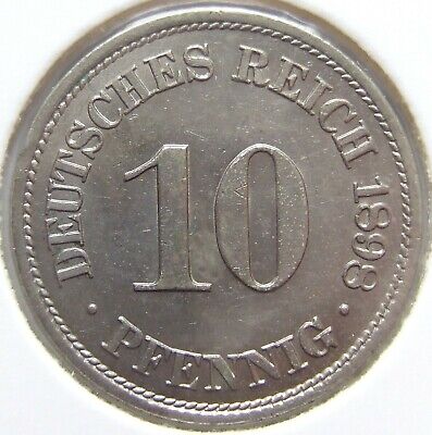 Pièce de Monnaie Reich Allemand Empire 10 Pfennig 1898 A En Extremely fine/