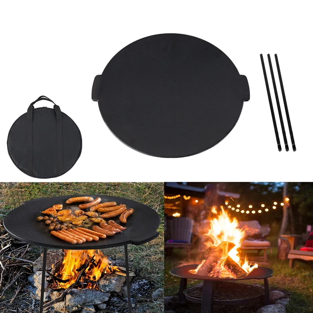 45cm BBQ-Grillplatte Grillpfanne Hitzegleiche Rund inkl. 3 Beine Bag Gusseisen