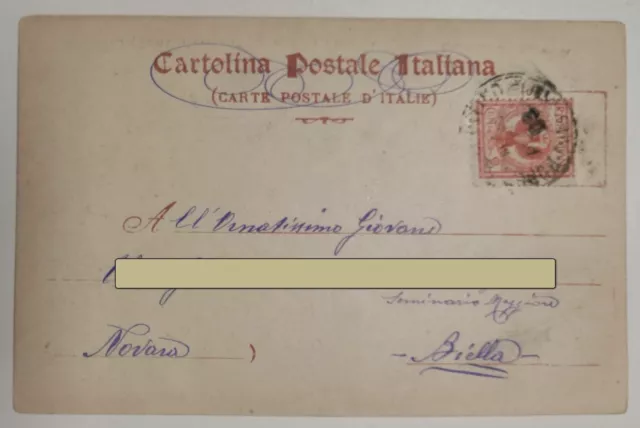 Cartolina antica Marino Roma Panorama dalla Ferrovia Vagoni Treno piccola 1903 2