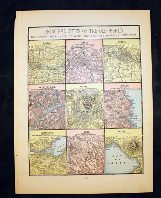 Antique Map Asia 1889 or Principal of the Old World 3