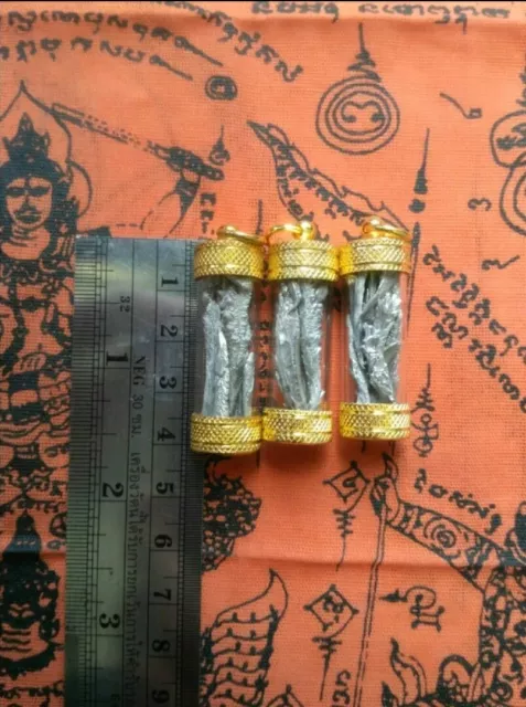 Thai Amulet Takrut Leklai Silver Ngern Yuang LP Protect Wealth Love Lucky  N2