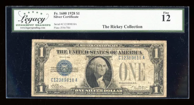 DBR 1928 $1 Silver Fr. 1600 CA Block Legacy 12 Serial C12389818A