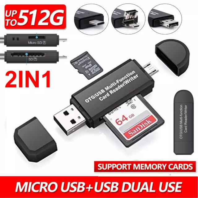 Micro USB OTG to USB 2.0 Adapter SD TF Micro USB Card Reader For PC Mobile Phone