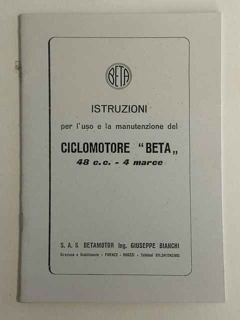Libretto uso e manutenzione BETA 48 cc