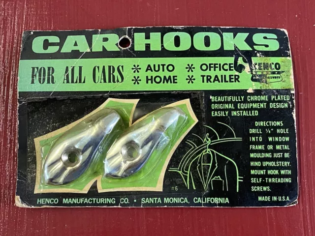 Vintage Accessory Auto Car Chrome Plated Garment Hooks Man Cave