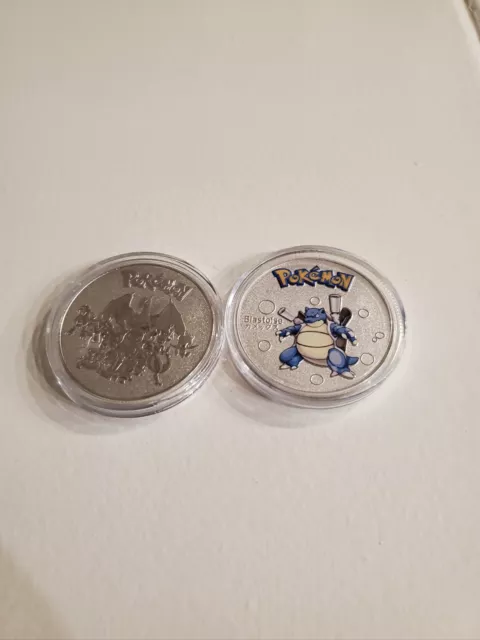 Pokemon Silver Metal CCG Coins Heavy 1.5 in Vtg 90s Charizard Blastoise  Set 8 3