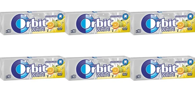 6 gomme da masticare al gusto di frutta bianca Orbit, 0,5 once. (14 g.)