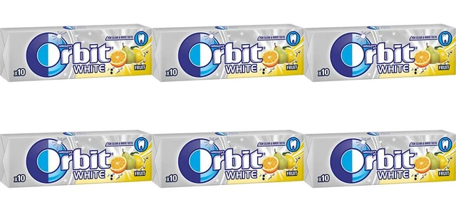 6 gomme da masticare al gusto di frutta bianca Orbit, 0,5 once. (14 g.)