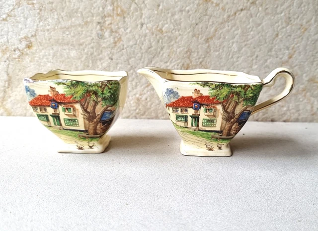 Vintage Royal Winton Grimwades Mid Century Modern Bone China Creamer and Sugar
