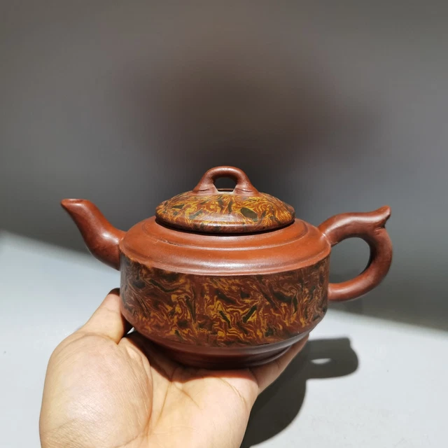 7″ China Yixing Zisha purple Clay pot Handmade pattern Kung Fu tea Teapot 280cc