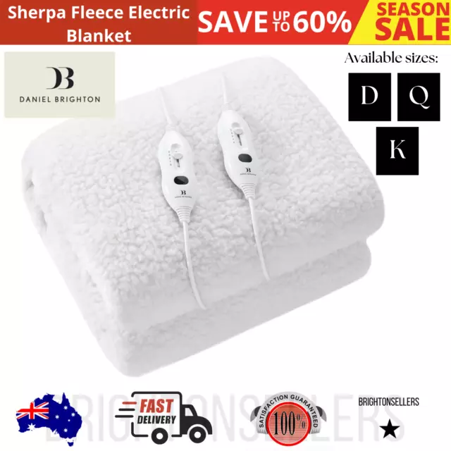 Sherpa Fleece Wool Heated Bed Underlay Mattress Topper Fitted Blanket Electric