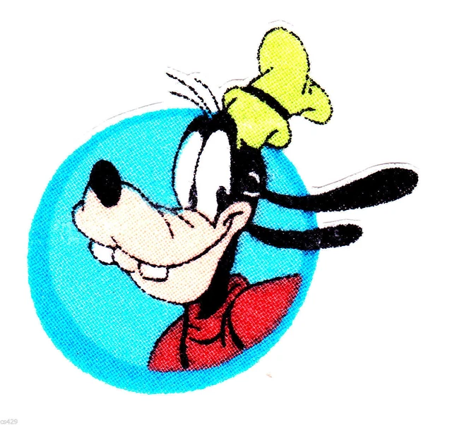 Disney goofy fabric applique iron on circle blue not embroidered 1.5 inch * new