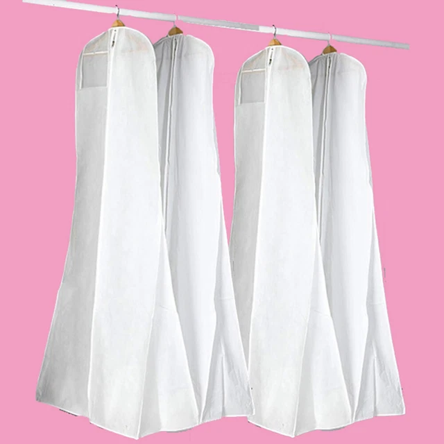 Vestidos de novia vestido protección contra el polvo bolsa de almacenamiento para vestidos de novia blanco