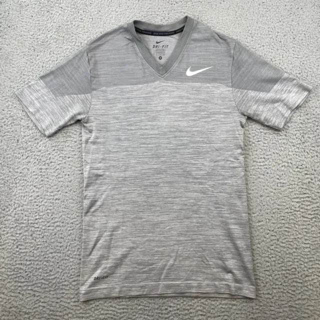 Nike Pro Training T-Shirt Men’s Size Small Dri-Fit Gym Workout Gray V-Neck