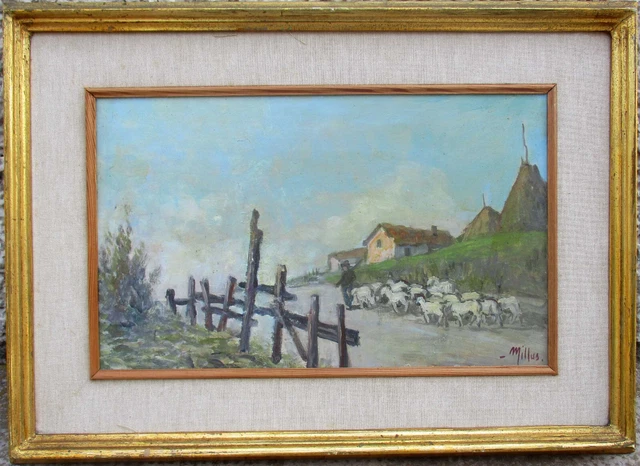 Millus (1925-1992) - Ritorno All'ovile - Vecchio Quadro Dipinto Olio
