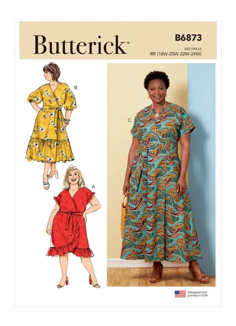 Vestidos BUTTERICK Patrón de Costura B6873 Misses Mujeres Damas y Plus 26w-32w