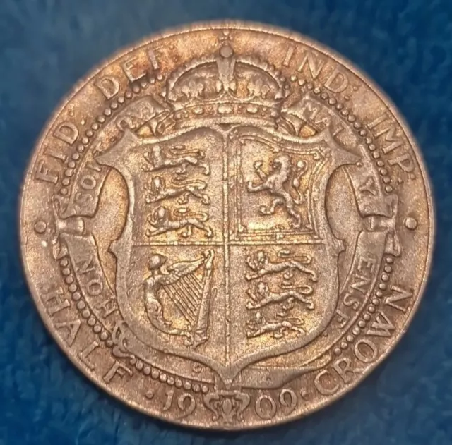 1909 Edward VII Silver Half Crown, Rare, Nice Example