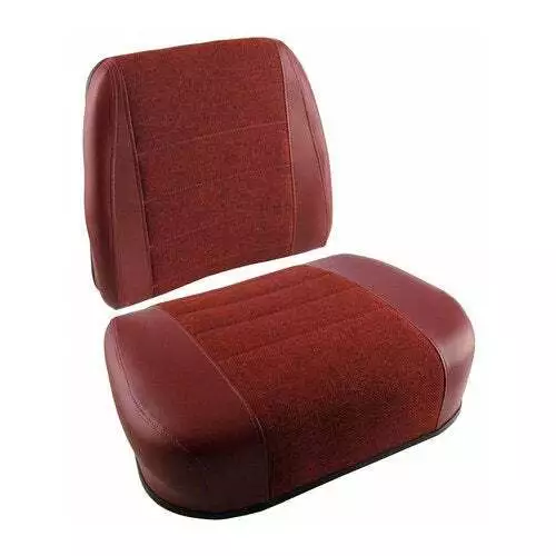 Seat Cushion Set - 2 Piece Vinyl/Fabric Maroon Restoration Quality fits White