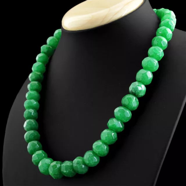 Amazing 597.50 Cts Earth Mined Green Emerald Round Faceted Beads Necklace (Rs)