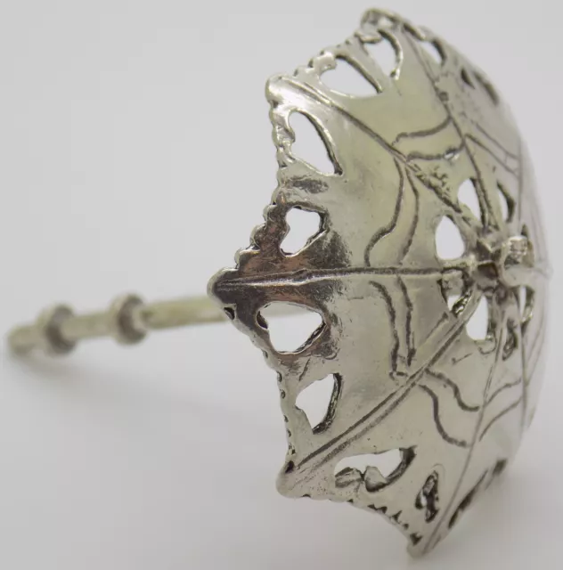 Vintage Italian Handmade Genuine Silver Dollhouse Parasol Umbrella Figurine