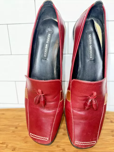 Sesto Meucci Womens Leather Driving Shoes Sz 9 M Red