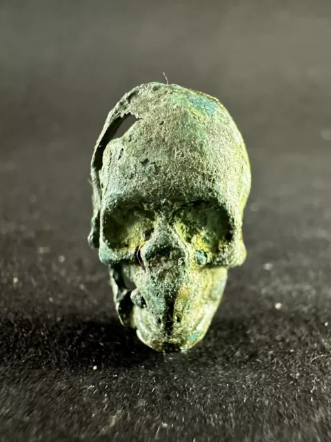 Rare Ancient Roman Military Legionary Bronze Memento Mori Skull Amulet Ca 200Ad