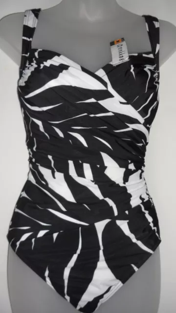 NWT Miraclesuit Women's Sanibel One Piece 1 PC swimsuit Print/Black