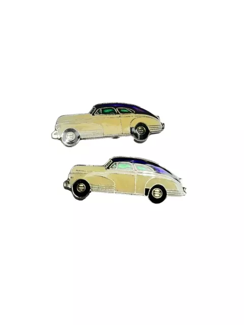 Custom Made Cufflinks Vintage Cars 1942 Chevrolet Chevelle Chevy Coupe White DIY