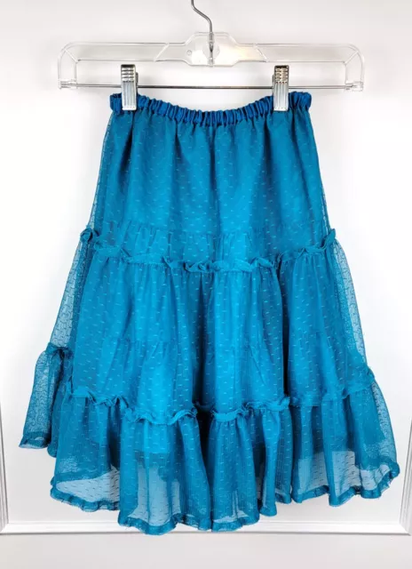 Hanna Andersson Tutu Skirt Girl's 6-7 120 Teal Turquoise Teal Blue Midi Tulle