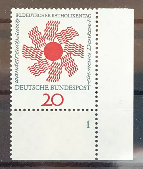 Bund 1964 ** Mi 444 Katholikentag Eckrand Ecke Bogenecke Formnummer 1 Fn1 (254F)
