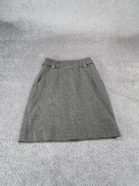 Hugo Boss Skirt Womens 4 Gray Wool Blend Office *