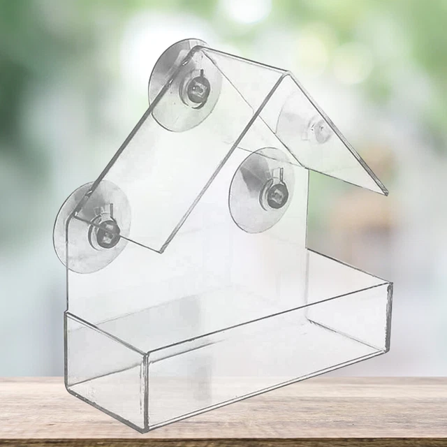 House Type Birds Hanging Feeder Acrylic Birdhouse Transparent for Outdoor Garden
