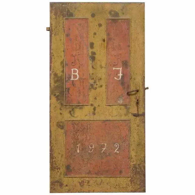 Rare 1922 Hand Painted Hungarian Hand Painted Security Anti Looting Door Hungry