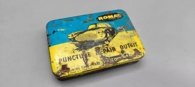 Vintage 1960s ROMAC Tin Car Puncture Repair Outfit Motorway patches
