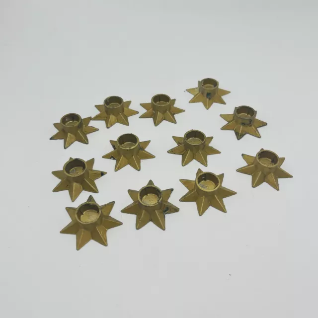 12 Vintage Metal Star Taper Candle Holders Hoiday Christmas Table Setting