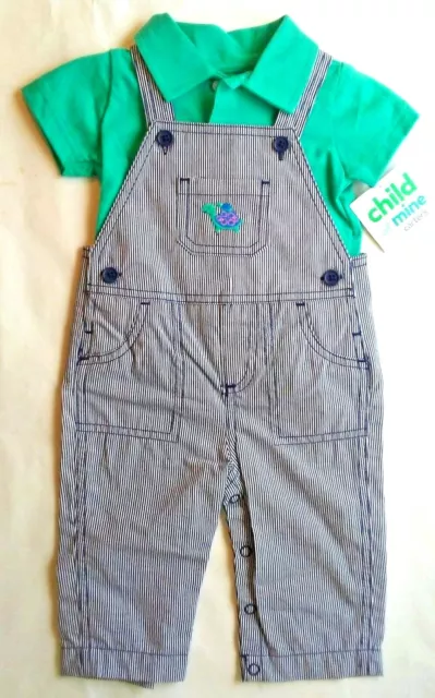 Child of Mine by Carter's Infant Boys 2 Pc Set Overall/Polo NWT 3-6,6-9 months m